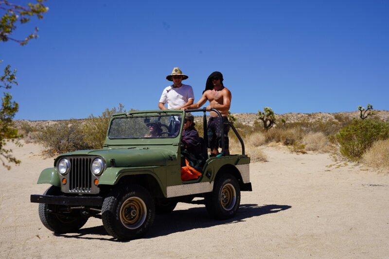 The restored 1955 Willys CJ5 on set