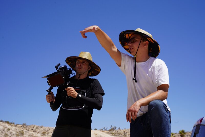 Spencer and Josh directing in the desert