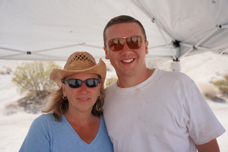 Tanya and Josh on set